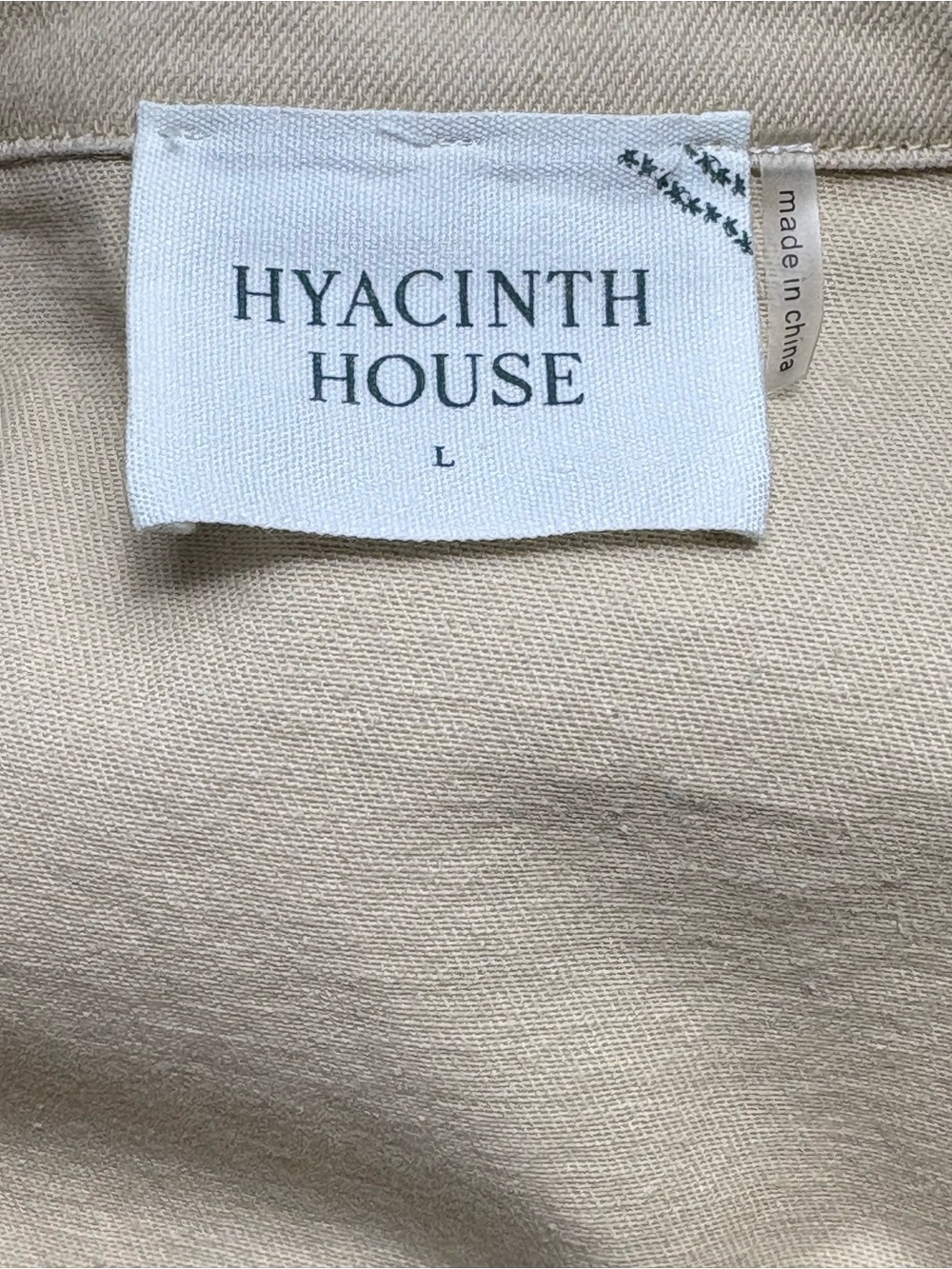 Hyacinth House Tuckernuck Front Zip Denim Mini Dress Cream Tan Size L - Picture 9 of 11